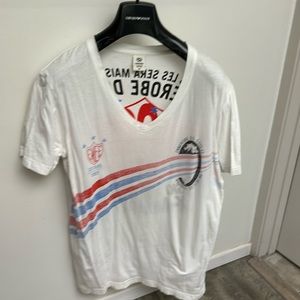 Vintage mens 1990s Zanrobe washed reverse print v neck medium t shirt